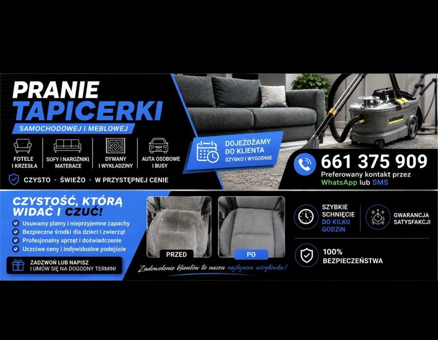 Profesjonalne Pranie Tapicerki - wolne terminy