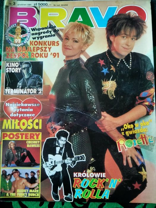 Super okazja dla kolekcjonerów starych magazynów muzycznych . Polska edycja czasopisma Bravo nr.3 z 1991 roku .