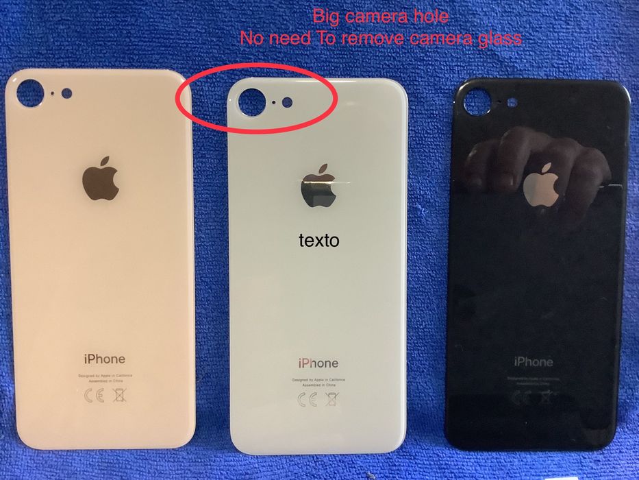 iPhone 8 vidro traseiro novo com logo preto branco rose