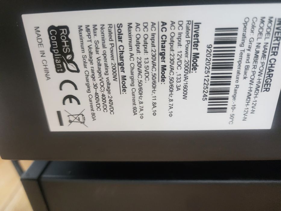 Продам гибридый инвертор POWMR на 2kw 12 в и Аккум 314 ah 12v 4000вч