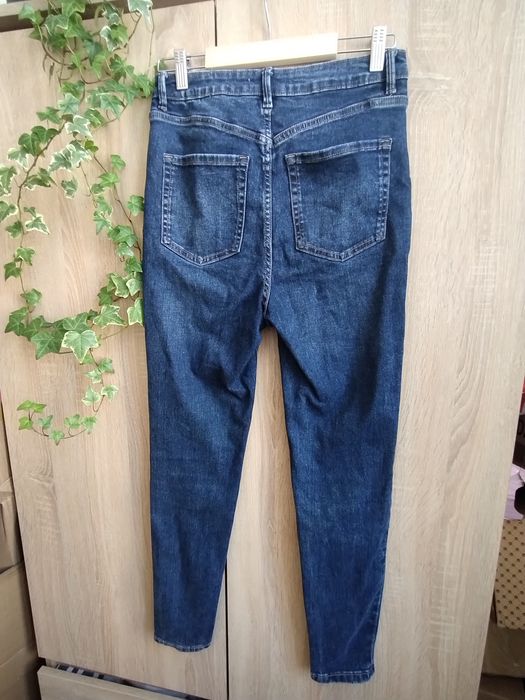 Sinsay denim jeansy rurki skinny wysoki stan indygo slim M 38