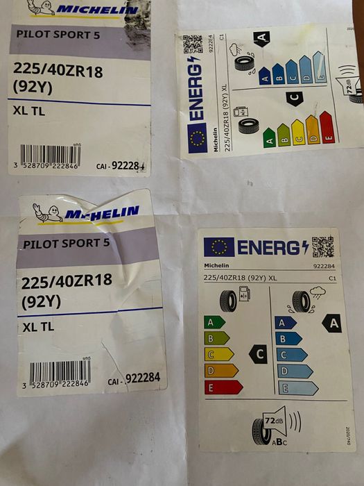 Pneus 225/40 ZR 18 Michelin Novos