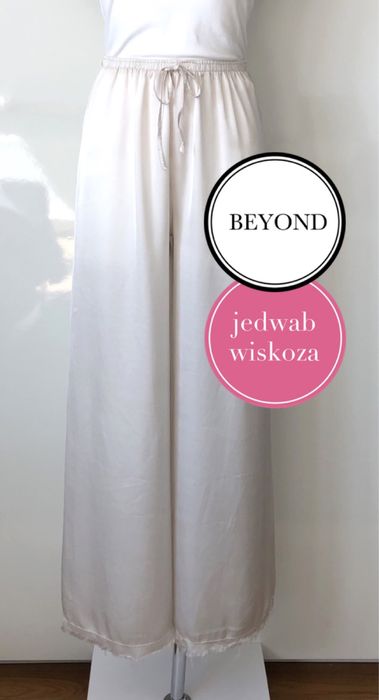 Nowe spodnie Beyond jedwab jedwabne silk cottagecore beżowe S/M 36/38