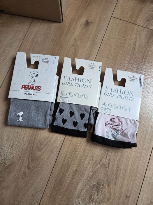 3pary rajstop calzedonia 110-116 kryjace rozowe Szare