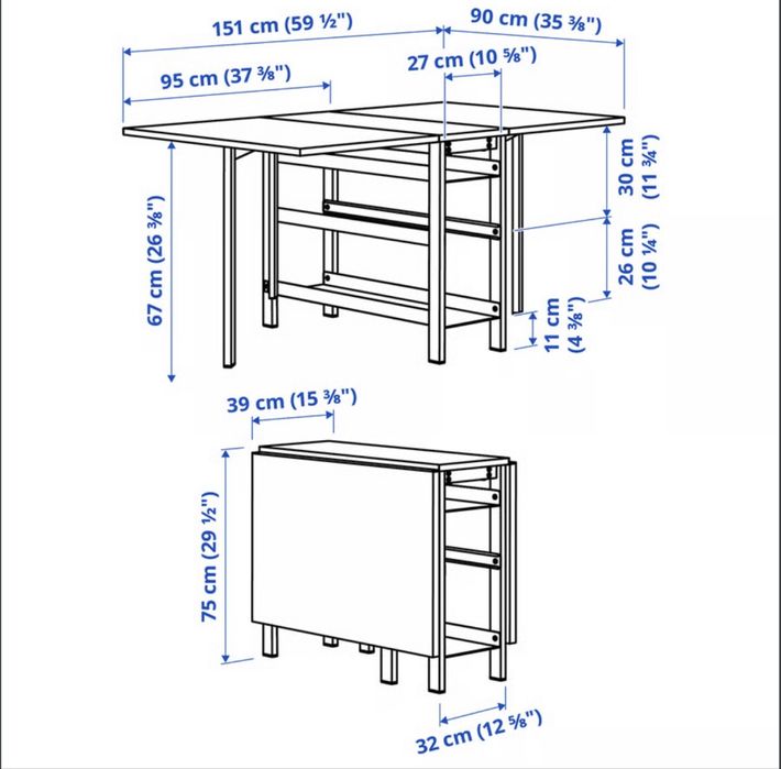 Mesa com abas rebativeis IKEA VIHALS
