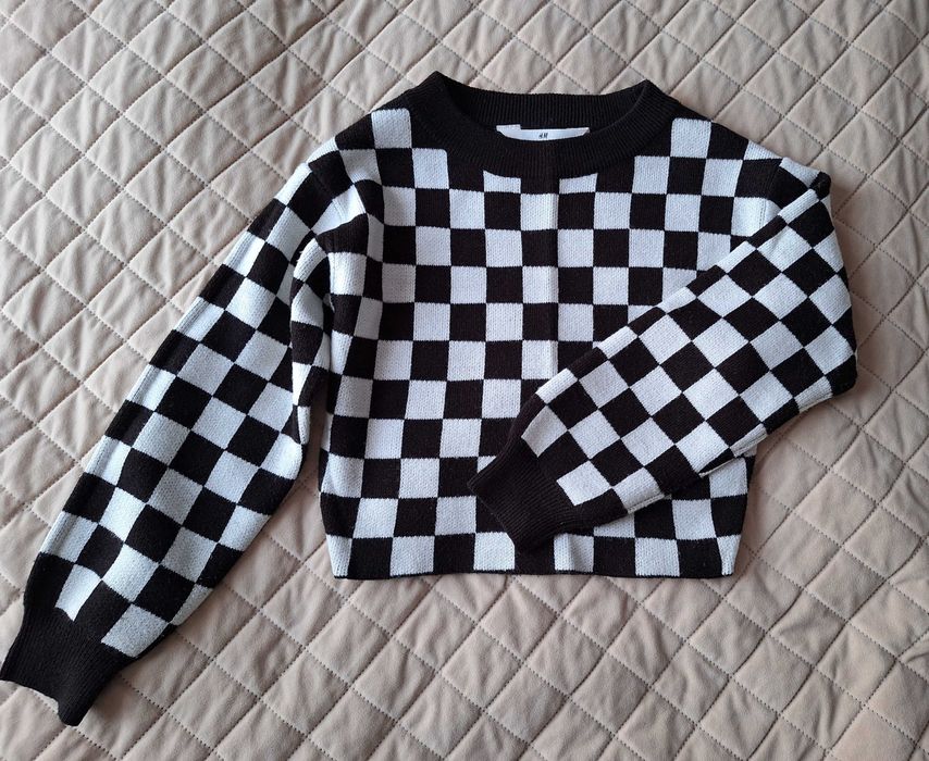 H&M sweter w szachownicę r.134/140