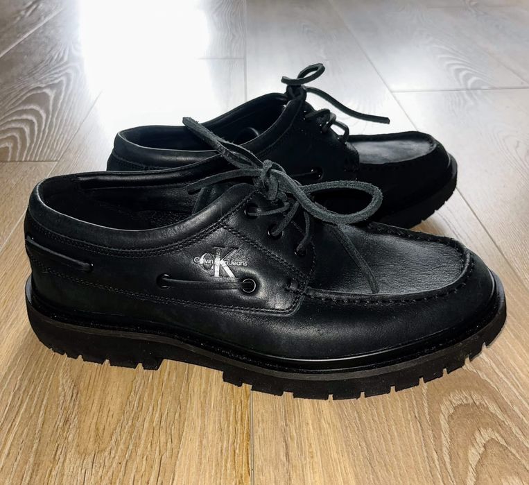 Czarne skórzane mokasyny Calvin Klein Jeans
