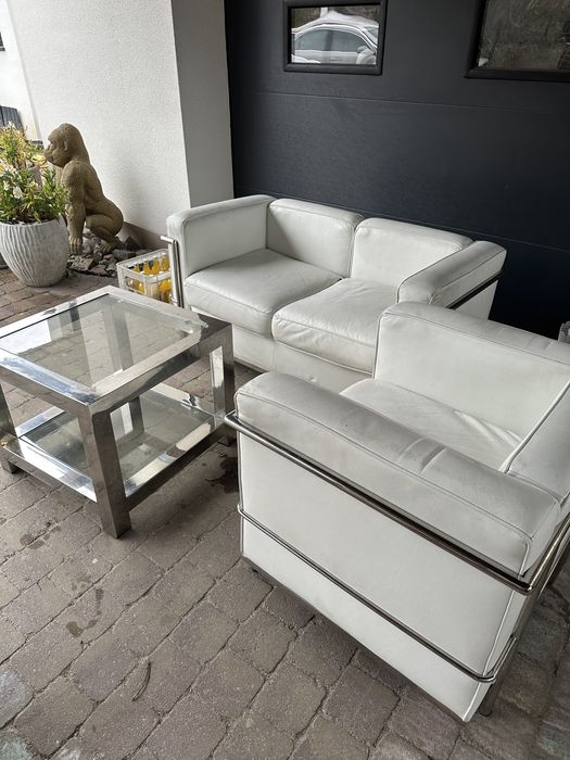 Kanapa Le Corbusier Kubik Sofa Fotel 1928r +stolik Zestaw