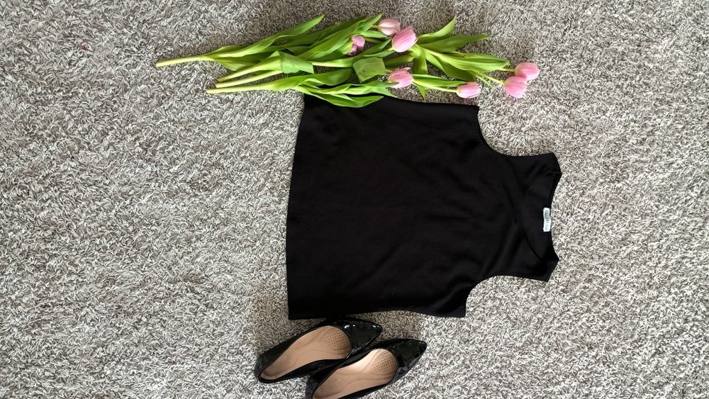 Bluzka damska elastyczna czarna elegancka rozmiar l