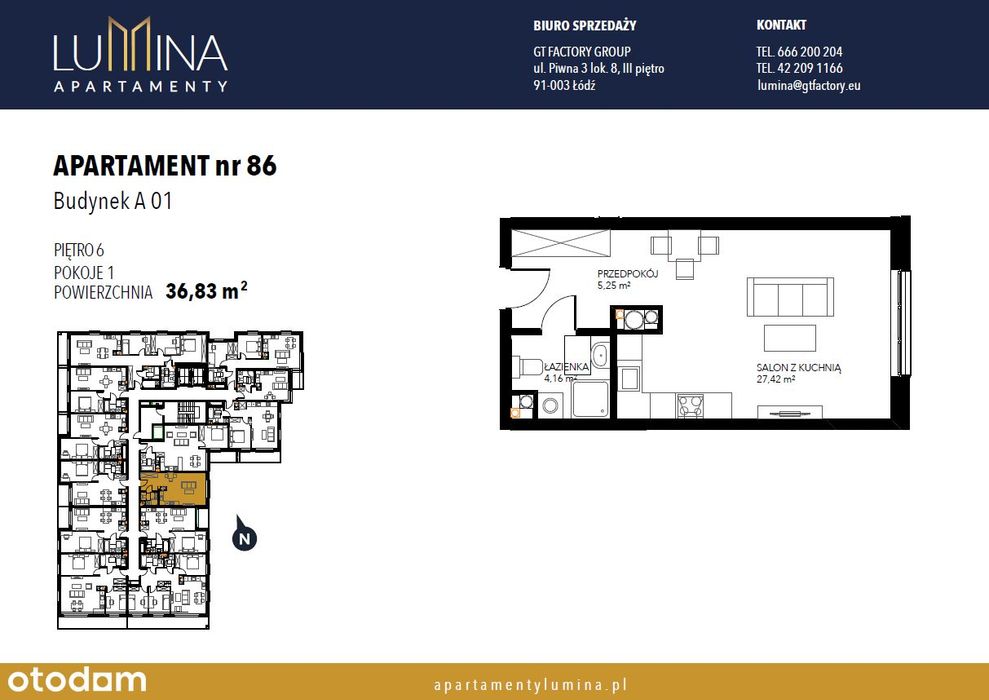 Kawalerka 36,83 m² | Apartamenty Lumina – standard premium - Widok 2