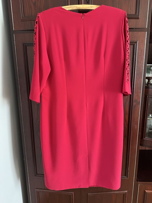 Sukienka suknia wizytowa 50 5XL czerwona koralowa plus size komunie