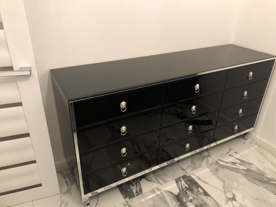 Komoda czarna glamour, noga ludwik, kolatka, nowoczesna, OKAZJA!!!