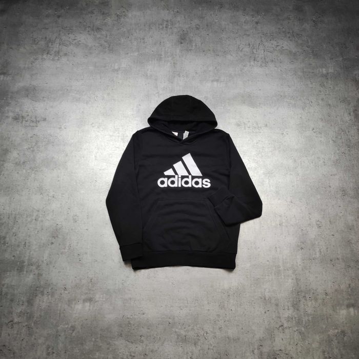 MĘSKA Bluza z Kapturem Hoodie Czarna Duże Logo Adidas Active Dresowa