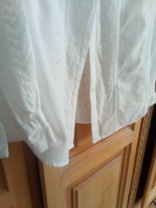 Koszula bluzka biała haftowana styl richelieu etamina cudna 40 42 L XL