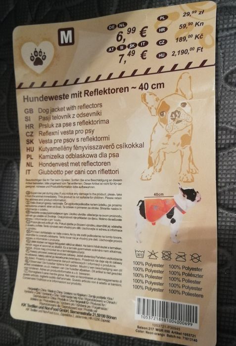 Kamizelki dla psa,  pies widoczny o zmroku, rozmiar M