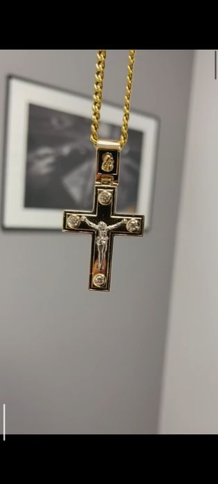 Złoty krzyżyk 585 z cyrkoniami – masywny, 24 g