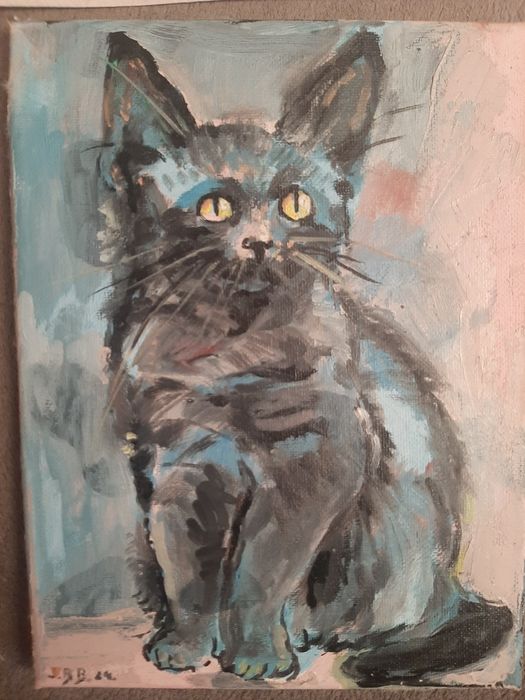 Kotek mały obrazek olej 25x20 cm
