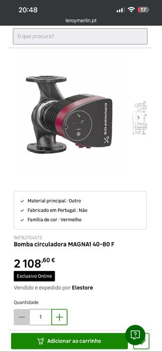 Bomba de circulaçao de agua nova