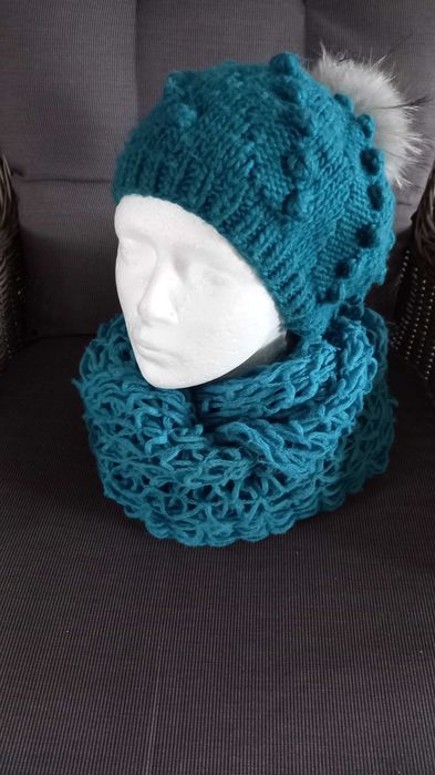 Turkusowy komplet czapka Mohito szal Top Secret