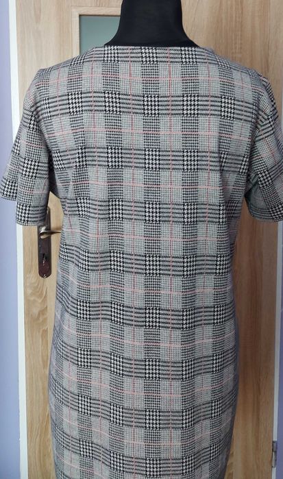 Sukienka, krata, guziki, Esmara, L