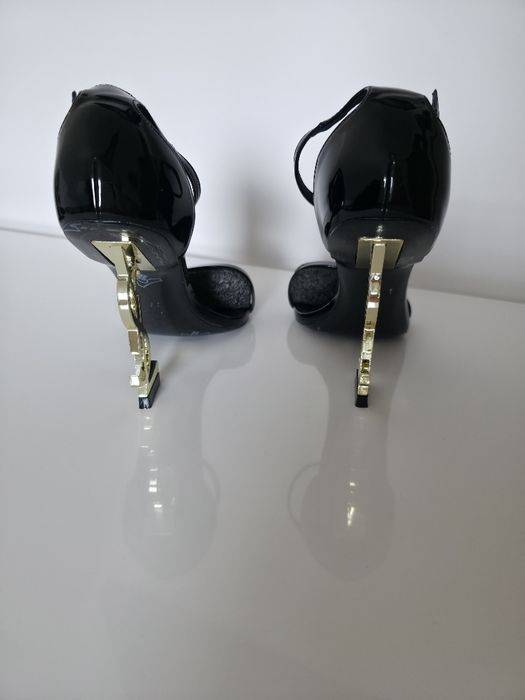 Saint Laurent Opyum Sandals - czarne szpilki z logo YSL