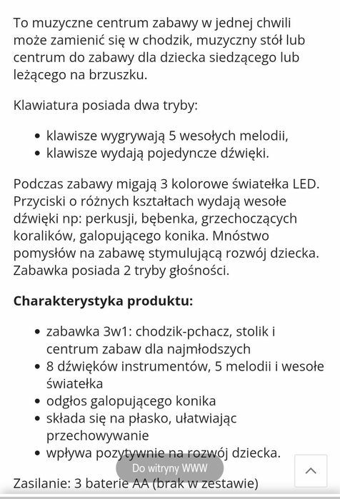 4 w 1 Chodzik jezdzik pchacz stolik edukacyjny  4 w 1