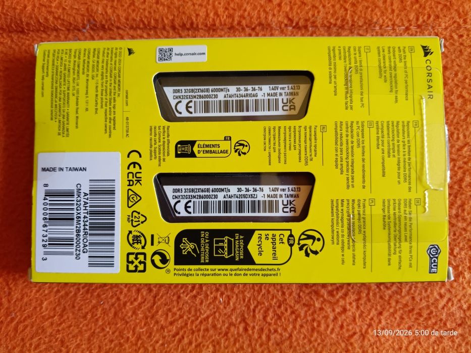 Kit de RAM Corsair Vengeance DDR 5 @ 6000MHz 2x16GB {RESERVADO}