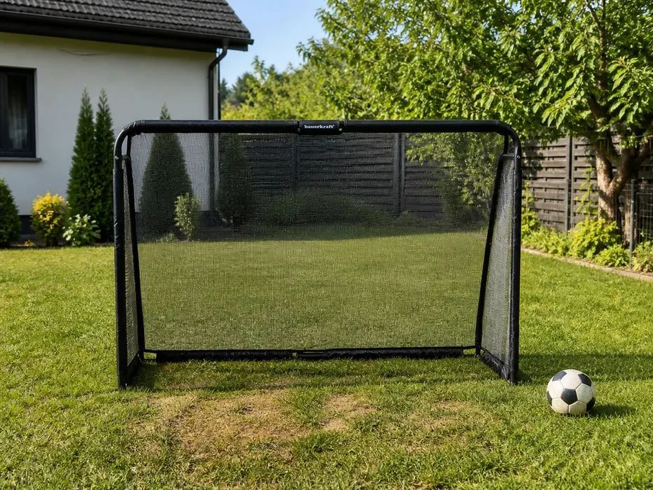 NOWA Bramka Piłkarska 180x120 cm BauerKraft Stalowa Metalowa Czarne Do Ogrodu Ogrodowa Do Treningu Dla Dzieci Hit Solidna Konstrukcja Wysyłka Okazja!