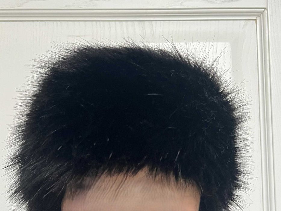 Повязка шарф шапка как новая пушистая меховая черная