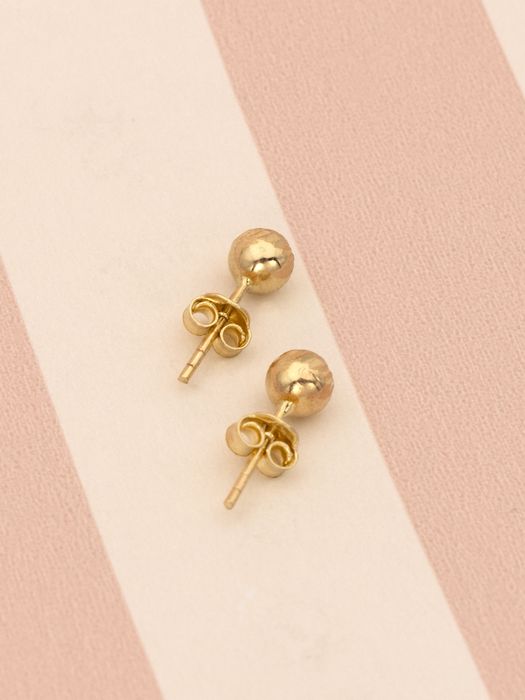 Złote kolczyki 585 kulki diamentowane sztyfty 5mm wkrętki 14K
