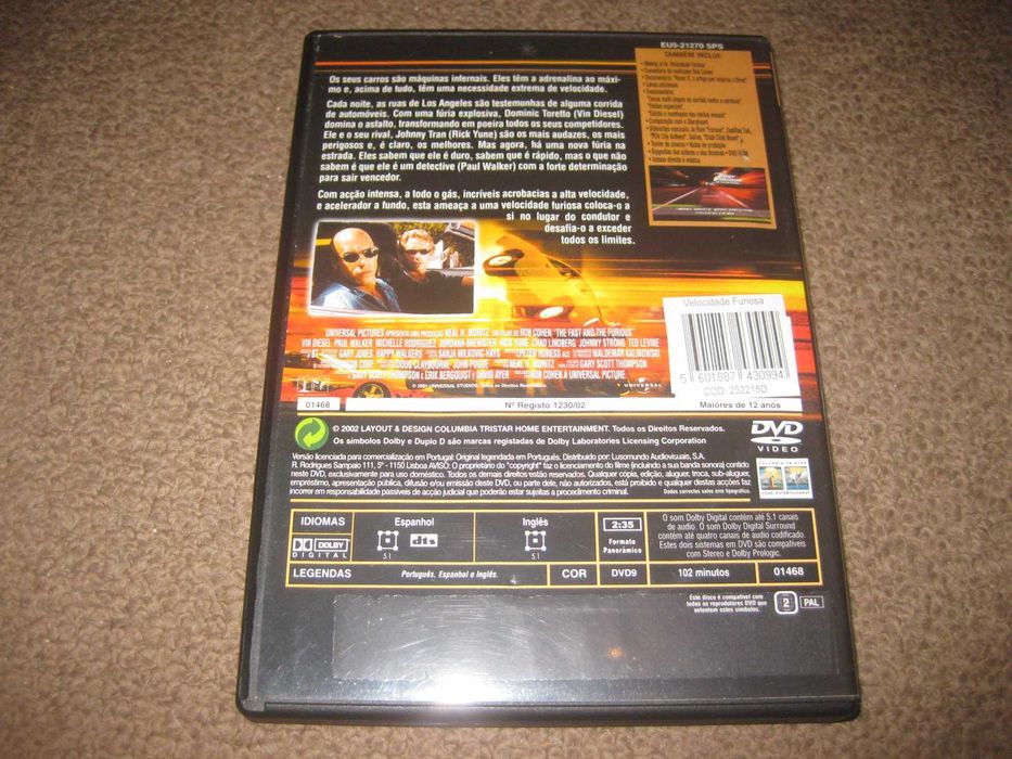 DVD "Velocidade Furiosa" com Vin Diesel