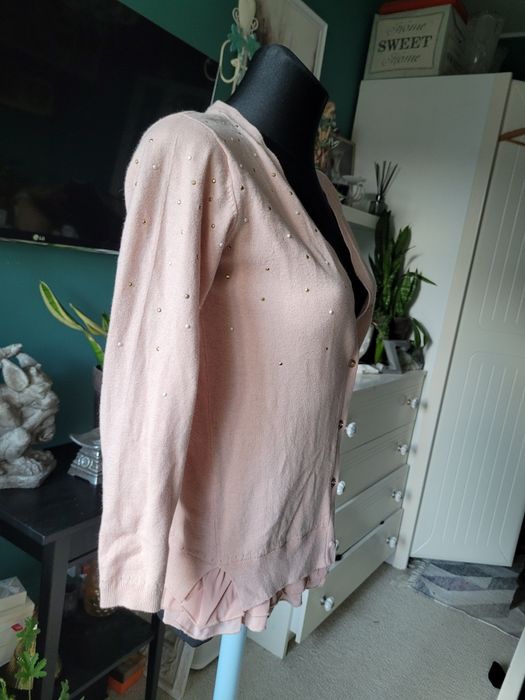 Mayoral 152 sweter kardigan 12 lat z falbanką i kamyczkami