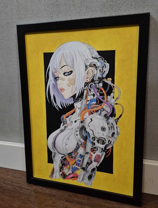 Obraz Grafika A3 - Cyber Woman - ręcznie malowana