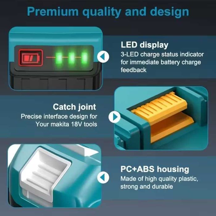 Акумулятор батарея Makita 18V 6Ah BL1860B LXT Аналог з LED НОВИЙ