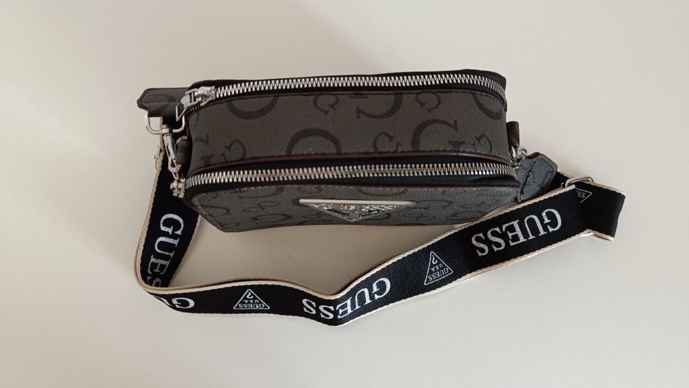 Сумка гес Guess сіра через плече