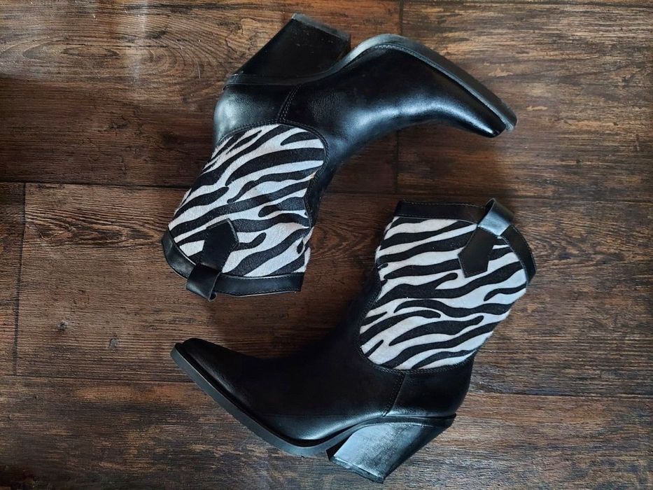 Jenny Fairy LS5841 | botki | kowbojki | zebra | łączone materiały nowe