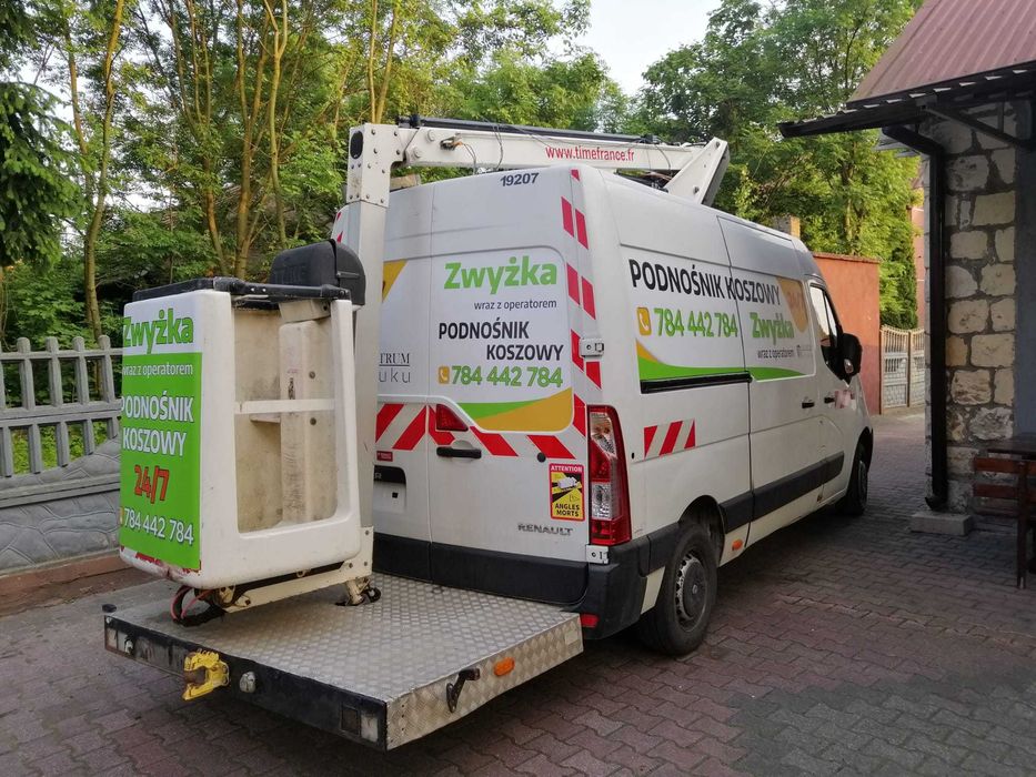 Podnośnik Koszowy Zwyżka Wynajem mycie elewacji wycinka drzew Montaż