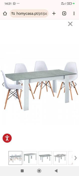 Mesa 4 cadeiras extensível