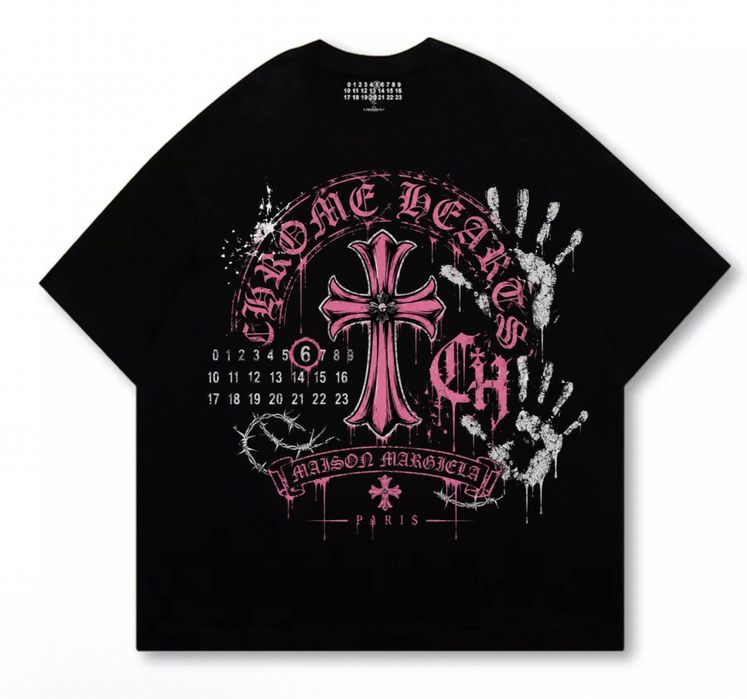 Новинка футболки Chrome Hearts x Maison Margiela paris logo унисекс коллаборация хром хартс и мейсон марджелы на лето шорты