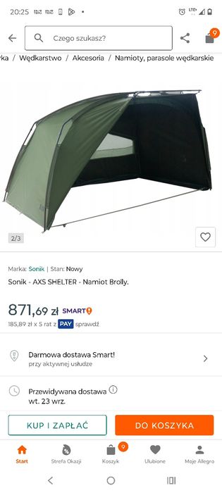 Sonik AXS shelter.  namiot brolly