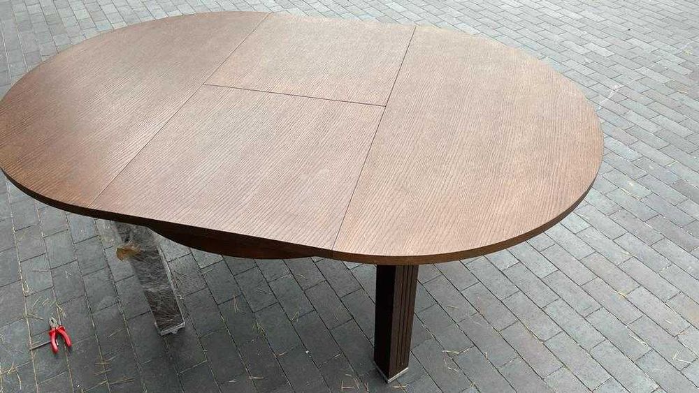 Stół okrągły prestige Milano - fornir - Dąb kasztan 116 cm rozkładany