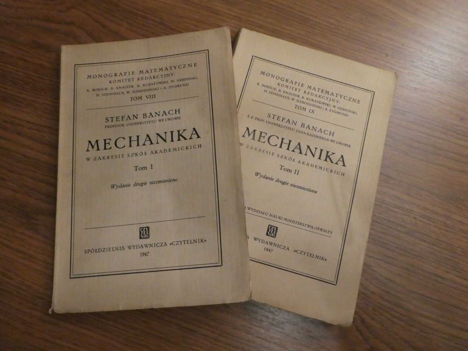 Mechanika w zakresie szkół akademickich (tom 1 + tom 2)  - Stefan Banach wyd. 1947 r