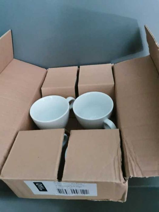 Nowe filiżanki 6 szt + podstawki 6 szt – komplet do kawy – porcelana