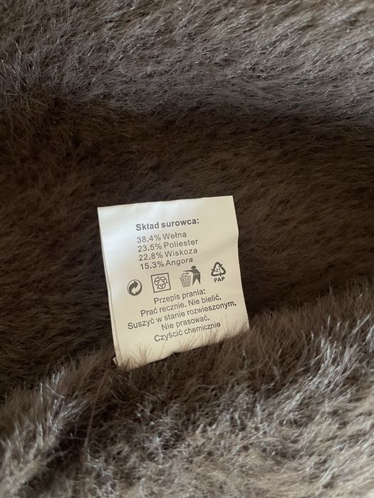 Kardigan sweter długi alpaka brąz