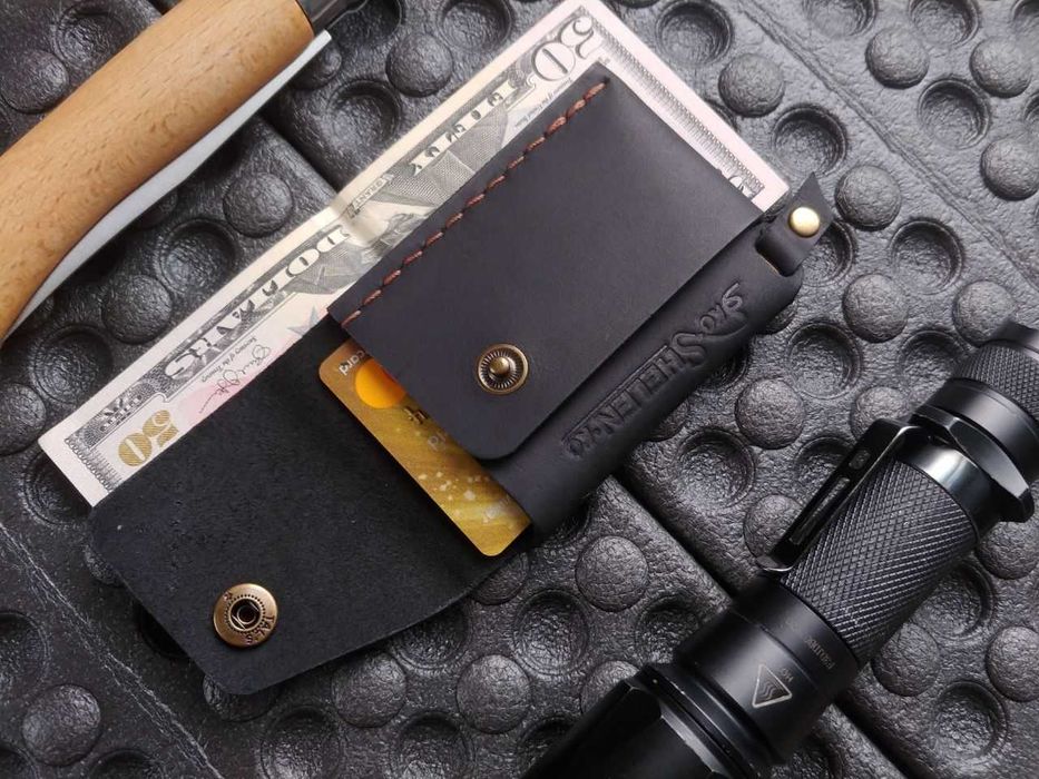 Супер компактний чоловічий гаманець BOSTON з натуральної шкіри чорний