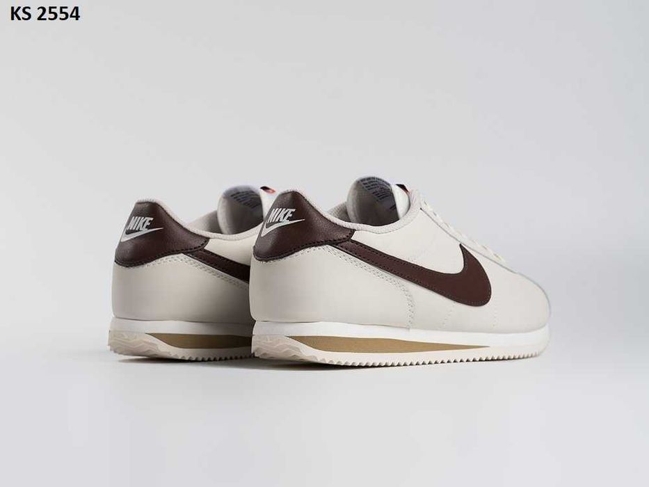 Мужские кроссовки Nike Cortez White-Brown. Размеры 40-45