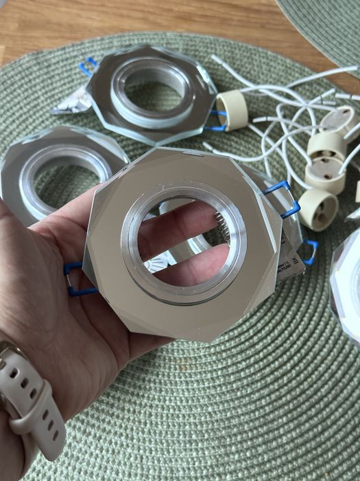 Oprawka Sufitowa Halogenowa Szklana Ośmiokątna