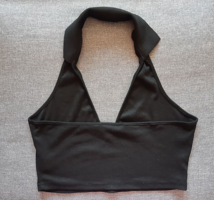 Czarna krótka bluzka crop top XL 42