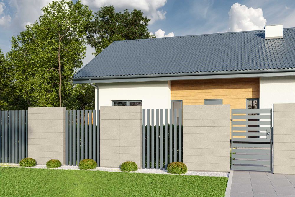 Pustaki ogrodzeniowe gładkie łupane daszki Styrobud Bruk-Bet montaż