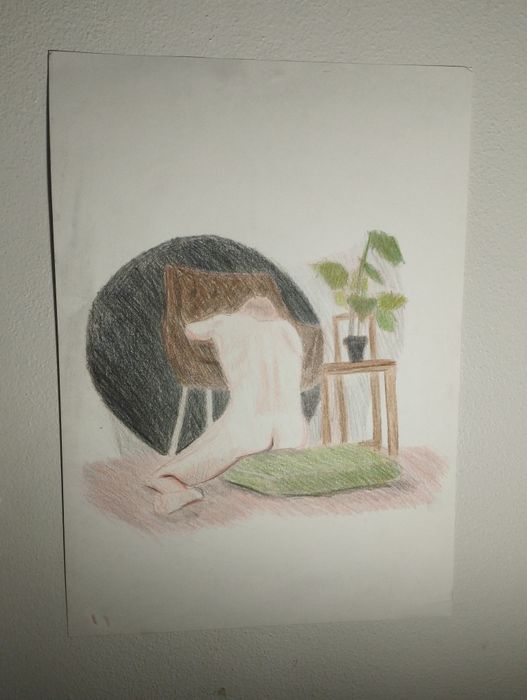 Desenho original para decoração, estudo ao vivo de modelo nu